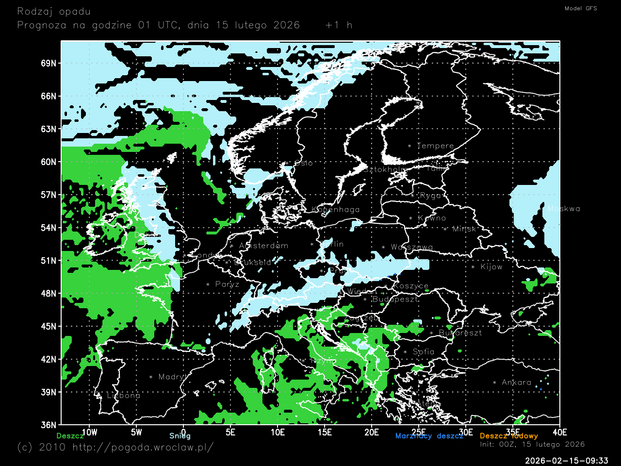 Rodzaj opadów atmosferycznych dla wybranej godziny 