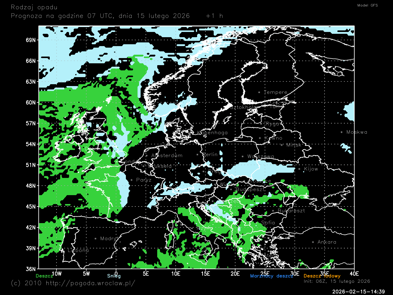 Rodzaj opadów atmosferycznych dla wybranej godziny 
