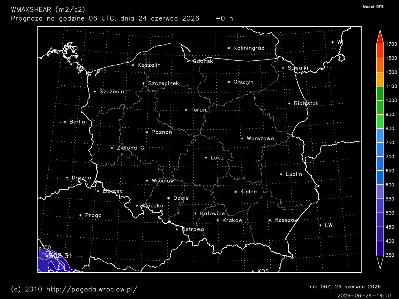 WMAXSHEAR - Iloczyn maksymalnej prędkości prądu wstępującego i pionowego ścinania wiatru w warstwie 0–6 km